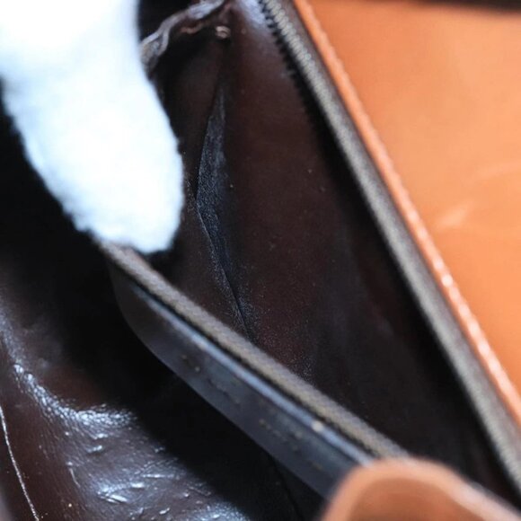 Salvatore Ferragamo Shoulder Bag Leather Gold Brown Auth 100786 - Picture 12 of 16